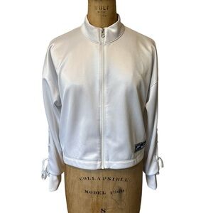 Nike Force equality cropped jacket with lace up arm full zip size small white